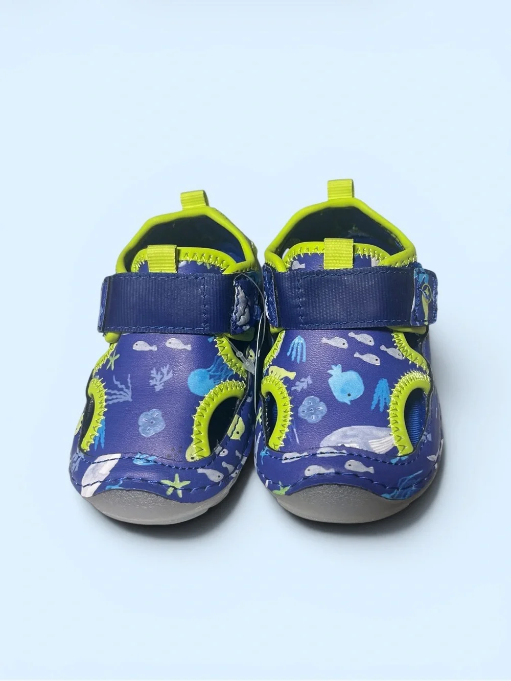 Stride Rite Navy & Lime Ocean Print Kids Water Shoes